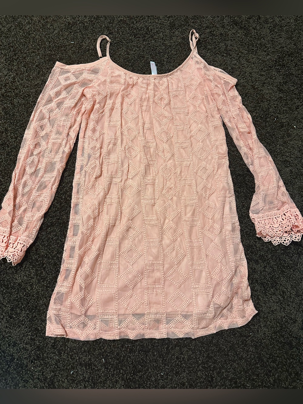 Xhilaration Blush Pink Lace Cold-Shoulder Dress